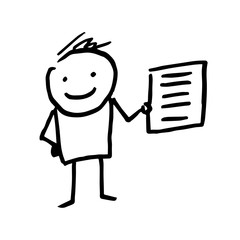 Stick figure holding in his hand a list of things to do.