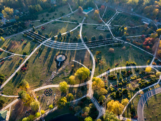 Feofaniya beautiful park landscape in Kyiv, Ukraine.