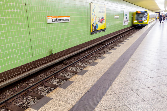 metro sign Kurfuerstendamm Line U9 in the station
