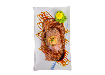 Saga wagyu beef slice with teriyaki sauce