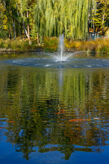 fountain in an autumn park