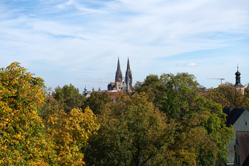 Obraz premium Regensburg is a city in Bavaria with a very well preserved old town and many churches