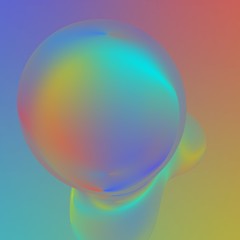 Glossy flowing bubbles, lights and shades fantastic background with realistic 3d render illustration.