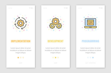 Software engineering onboarding screens design.