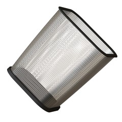 Wastepaper basket on a white background, isolate. 3D rendering of excellent quality in high resolution. It can be enlarged and used as a background or texture.