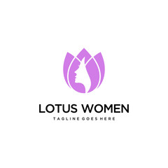Illustration Colorful Artistic Lotus Flower logo design inspiration women sign