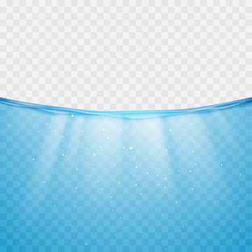 Underwater background with sun rays. Editable vector background