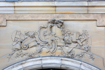 Amalienborg palace, relief on fasade, Copenhagen, Denmark