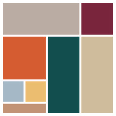 Obraz premium Vector Mood Board & Branding Presentation. Creative Theme Mood Board, Logo Template, Collage Frames with Universal Colour Palette. Picture Display & Montage.