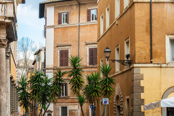 ROME, ITALY - January 17, 2019: Traditional street view of old buildings. is a city and special comune in Italy. With 2.9 million residents. Rome, ITALY