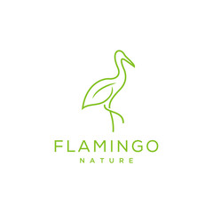 Illustration Minimalist leaf flamingo bird line art logo template design