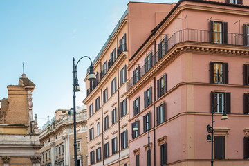 Fototapeta na wymiar ROME, ITALY - January 17, 2019: Traditional street view of old buildings. is a city and special comune in Italy. With 2.9 million residents. Rome, ITALY