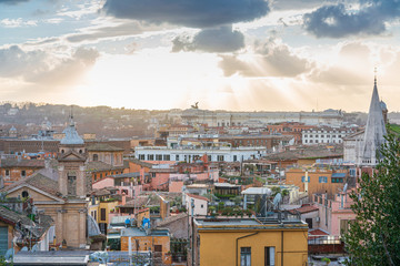 ROME, ITALY - January 17, 2019: Traditional street view of old buildings. is a city and special comune in Italy. With 2.9 million residents. Rome, ITALY