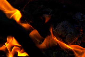 fire in fireplace огонь