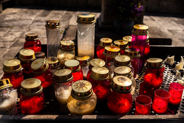 candles outside a catholic church as promisses