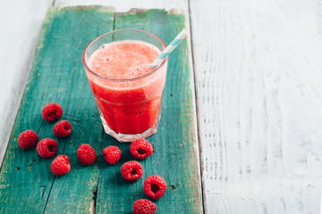 fruit smoothie on bright background