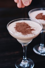 Delicious coffee dessert in a beautiful glass