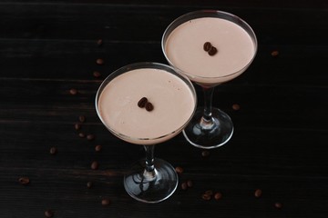 Delicious coffee dessert in a beautiful glass