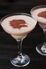 Delicious coffee dessert in a beautiful glass