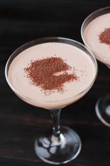 Delicious coffee dessert in a beautiful glass