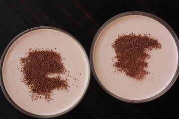 Delicious coffee dessert in a beautiful glass