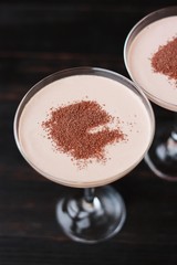 Delicious coffee dessert in a beautiful glass
