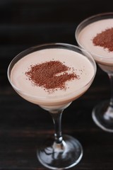 Delicious coffee dessert in a beautiful glass