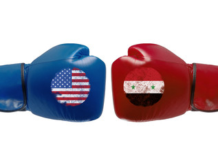 Boxing gloves symbolising conflict between countries or states, sports match or any kind of duel