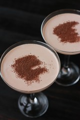 Delicious coffee dessert in a beautiful glass