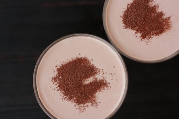 Delicious coffee dessert in a beautiful glass