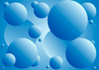 Abstract background with dynamic 3d spheres. Blue bubbles. Vector Modern trendy banner or poster design