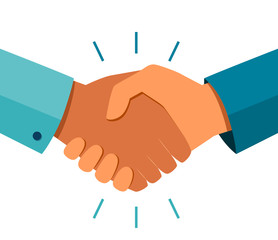 Handshake of business partners. Business handshake. Successful deal. Vector flat style illustration