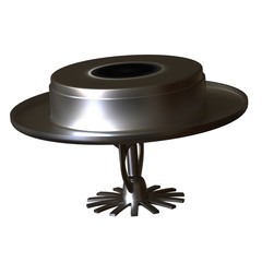Fire sprinkler on white background, isolate. 3D rendering of excellent quality in high resolution. It can be enlarged and used as a background or texture.