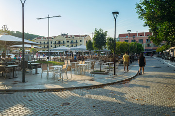 Street view of Argostoli city in Kefalonia, Greece