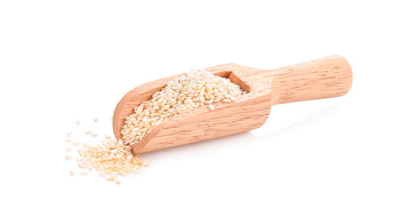 White sesame on white background.