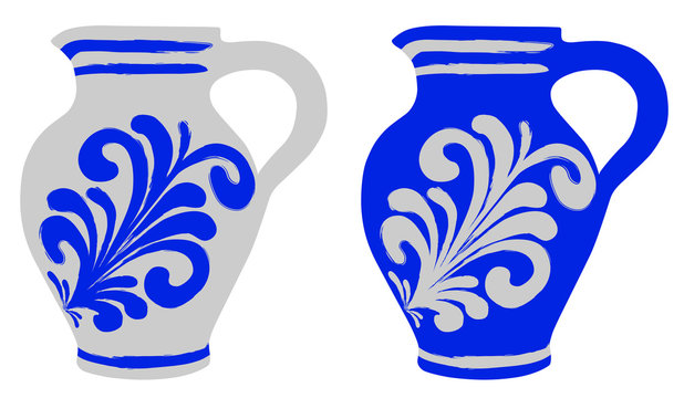 Bembel f&uuml;r Apfelwein, typisch in Frankfurt, Hessen Apfelwein Bembel, Tonkrug aus Hessen, Vektorgrafik