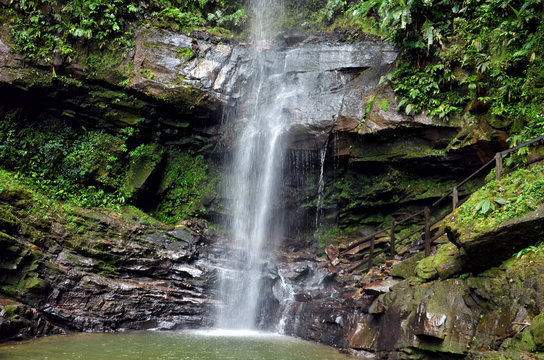 waterfall of tamushal in tarapoto rain forest peru amazonia