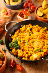 paella with assorted of spanish dish