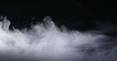 Plexiglas foto achterwand Realistic dry ice smoke clouds fog overlay perfect for compositing into your shots. Simply drop it in and change its blending mode to screen or add. © mputsylo