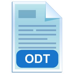 File format or file extension of text document - ODT flat icon for user interface applications and websites isolated on white background. Open Document Format it is free open standart.
