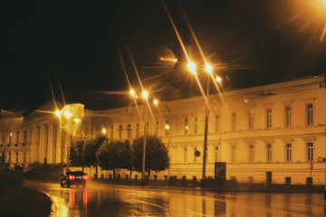 Night street with lanterns in the city