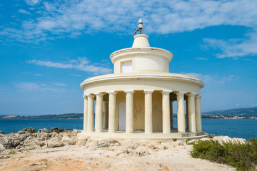 Lighthouse of saint theodore in Argostoli Kefalonia, Greece. One of the main attractions and landmarks located on the coastal road from Argostoli to Lassi.
