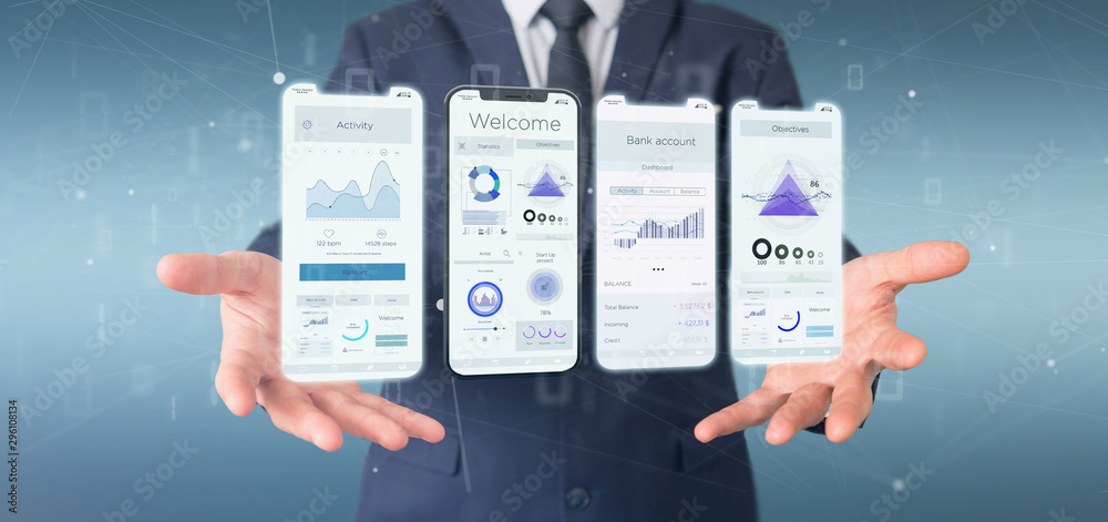 Poster Application interface UI on a smartphone - 3d rendering