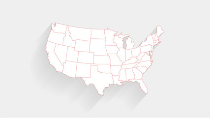 Simple United State white map on black background, vector, illustration