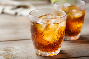 Old fashioned italian cocktail negroni with gin, campari, martini vermouth
