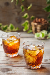 Old fashioned italian cocktail negroni with gin, campari, martini vermouth