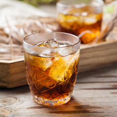 Old fashioned italian cocktail negroni with gin, campari, martini vermouth