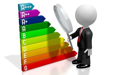 3D energy efficiency chart - power/ electricity saving concept - A+++, A++, A+, A, B, C, D, E, F, G