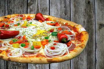 pizza with tomatoes and olives