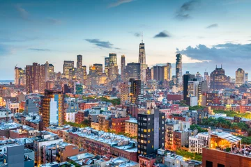 Gordijnen New York, New York, VS De skyline van het financiële district vanaf de Lower East Side © SeanPavonePhoto